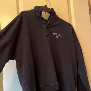 brandy navy new york embroidered archer collared crewneck